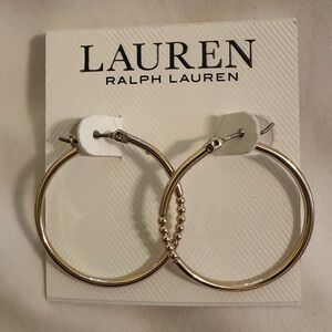 Lauren Ralph Lauren Goldtone Hoop Earrings New